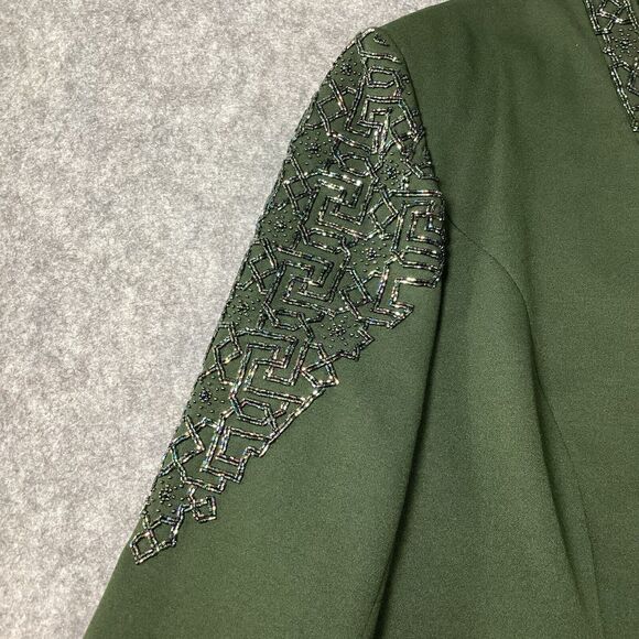 John Meyer Of Norwich Oversized Jacket Green Embroidery Beaded Embellish VTG 22W - Picture 5 of 15